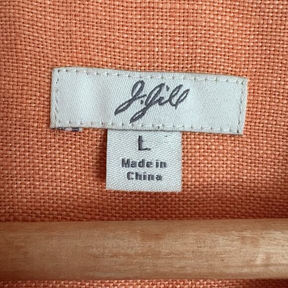 J Jill Linen Button Front Jacket Lightweight Casual Soft Orange Resort Boho L - Picture 2 of 11